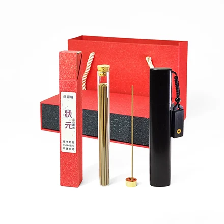 桃源境•状元檀香线香短筒礼盒 非遗制香天然单方香 紫光檀红木椭圆香筒香插 小众高级感中式香薰礼物-FB01AA0018