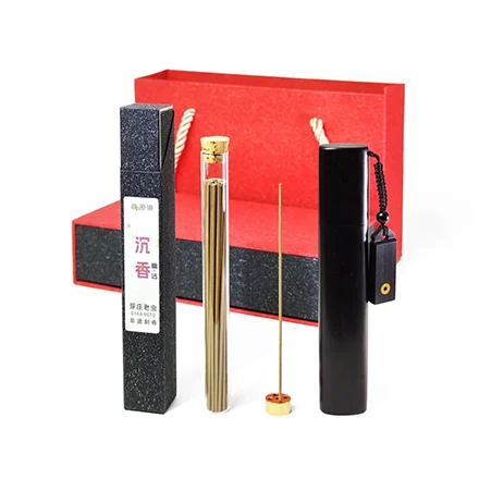 桃源境•幽远芽庄老虫漏沉香线香礼盒 短款 非遗制香天然单方香 紫光檀红木椭圆香筒香插 中式香薰-FB01AA9014